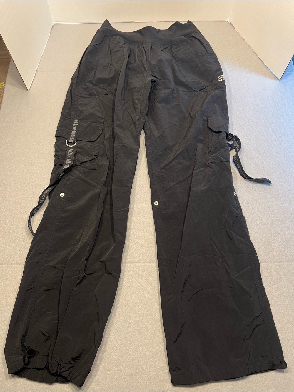 Vintage Zumba Athletic Parachute Pants Size Large Black Salsa Exercise Samba
